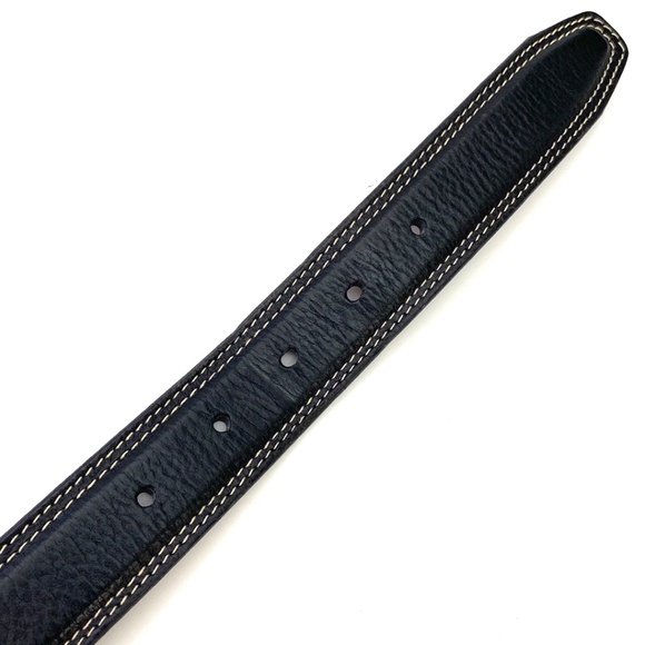 Lands End Men's Black Pebble Grain Leather Belt - Picture 8 of 14